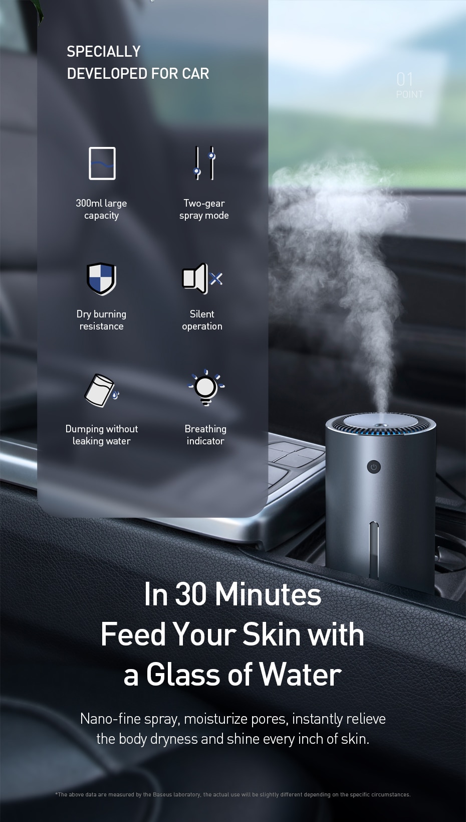 Baseus 300ml Air Humidifier Car Aroma Diffuser for Home Office Car Air Purifier Nano Spray Mute Clean Air Care