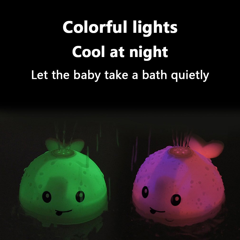 Baby Bath Toys Cute Cartoon Whale Spray Water Shower Swim Pool Bathing Toys Electric Whale Bath Ball with Light Music LED Light