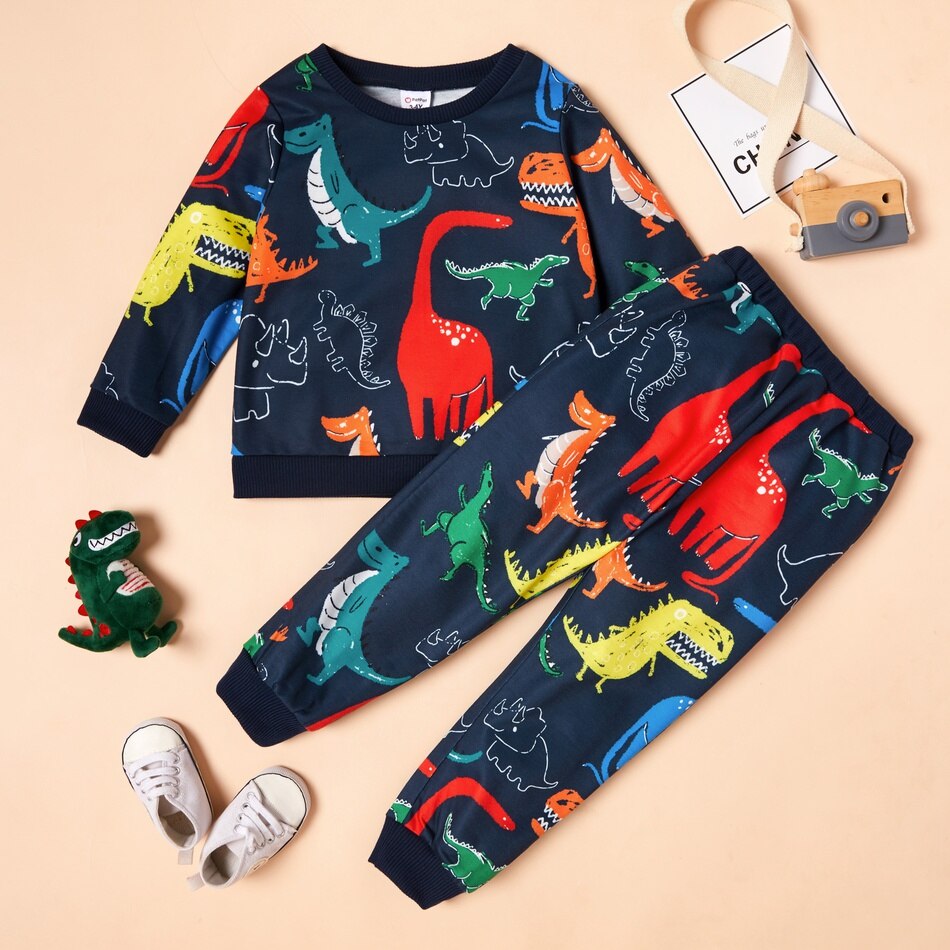 2-pc Dinosaur Long-sleeve Pullover and Pants set