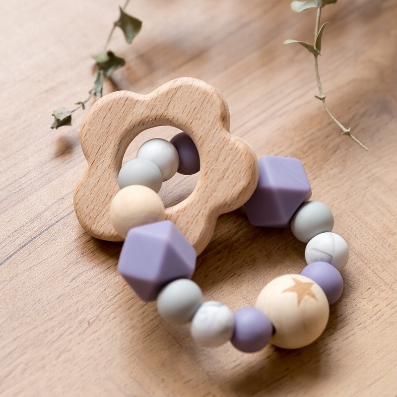 Silicon and Wooden Bead Teether