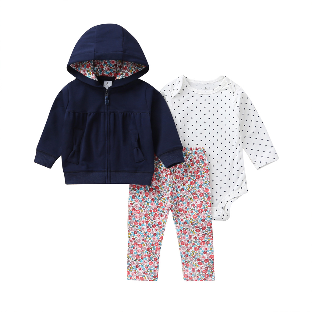 3-pc Winter Clothes Set | Long Sleeved Hooded Coat, Bodysuit, Pants