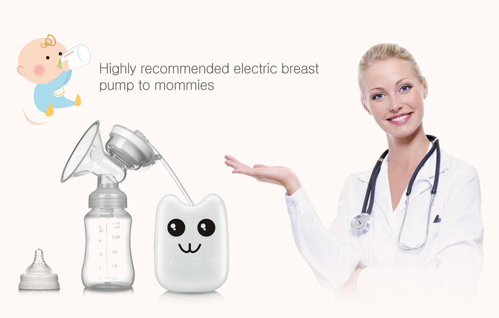Electric multi-lateral breast pump with bottles and silicone nipples