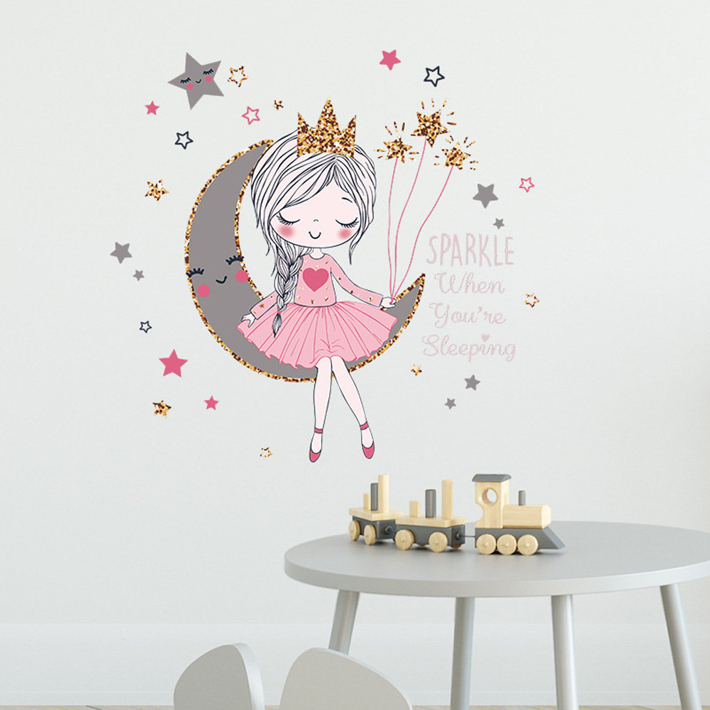 Princess on the moon wall sticker for girls' room