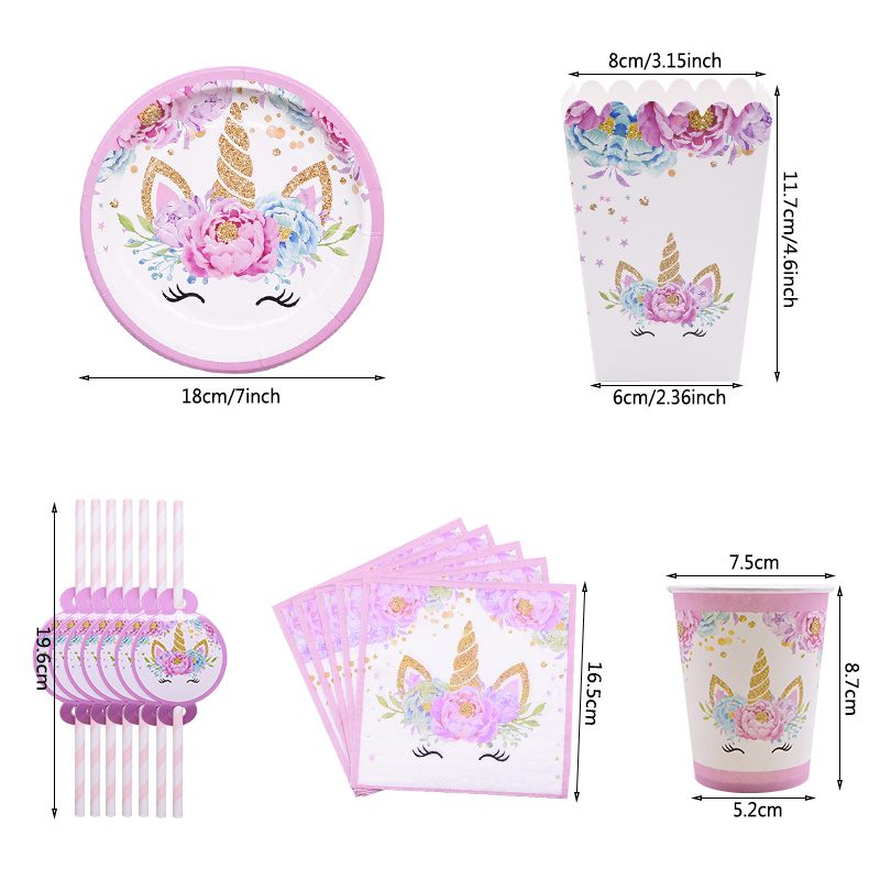 Disposable Tableware with Unicorn theme Party Supplies for Birthday Girl
